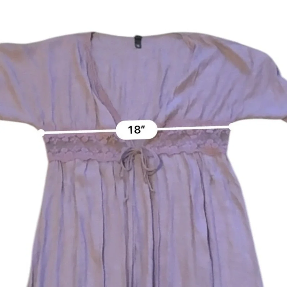Alya Duster Cardigan L/XL Dusty Rose Lace Trim Boho‎ Open Front Maxi Kimono - Picture 12 of 13